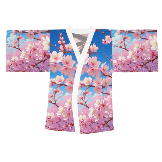 Blossom Floral Long Sleeve Kimono Robe, Cozy Lounge Gown, Spring Fashion, Gift for Her, Relaxing Bathrobe, Japanese-Inspired Style